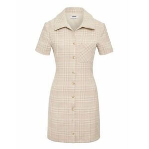 Rumored Tweed Preppy Mini Dress Size 8 Neutral Beige Tan Plaid Notting Hill‎ 90s